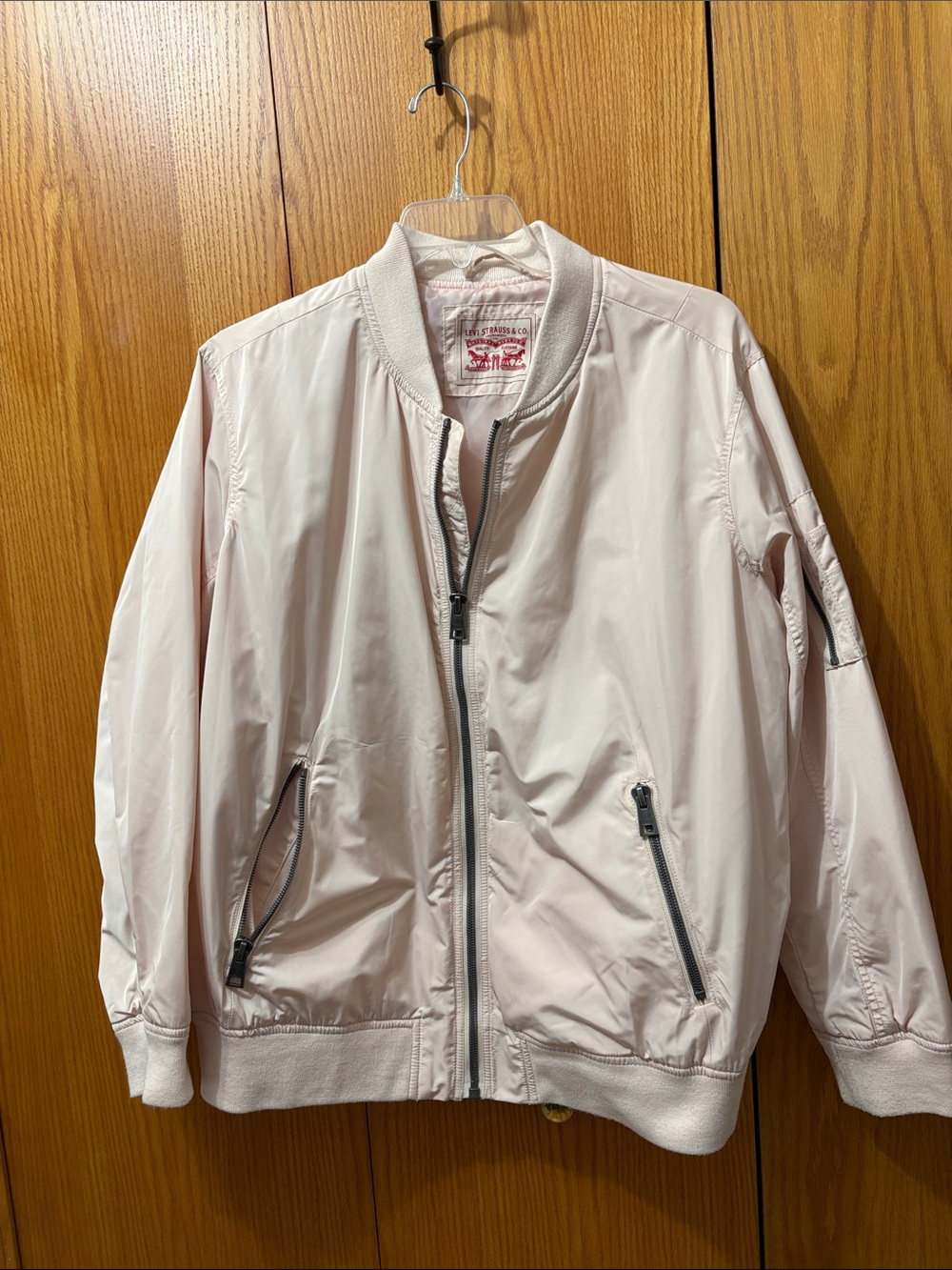 Levi's Women’s Plus Light Pink Bomber Jacket with Zip Pockets